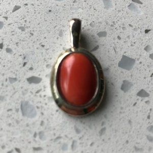 Sterling silver orange/red stone pendant